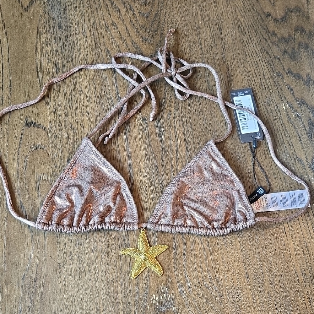 NWT PrettyLittleThing Shell Detail Micro Bikini Top ~ Size 4